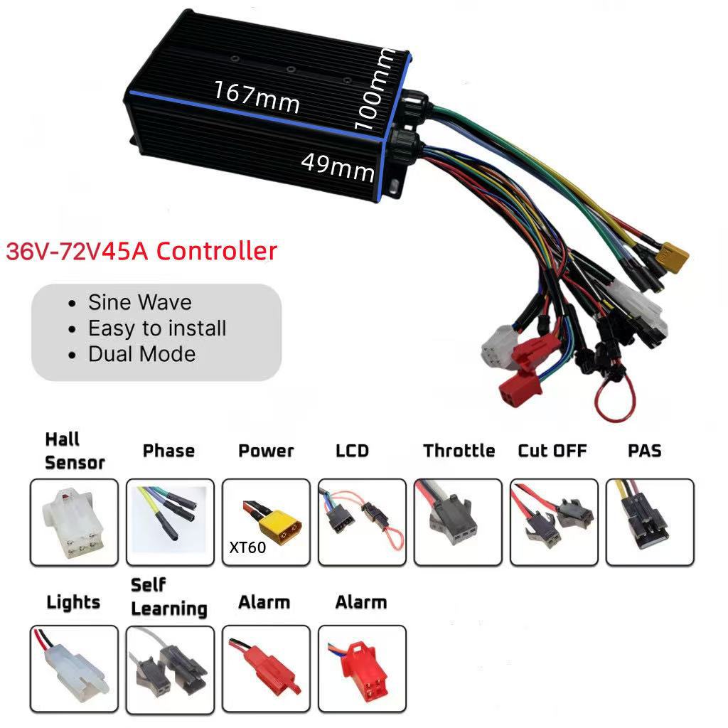 국경 간 공장 직공급, 듀얼 튜브 36V 48V 52V - 72V 45A Dual Controller 리뷰 및 가격
